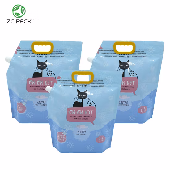 Custom Mylar Cat Litter Flat Bottom Pouch Dog Cat Pet Food Packaging Bag