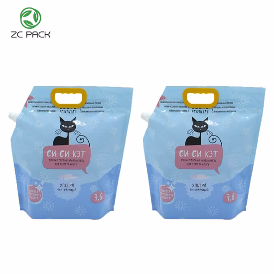 Bolso de empaquetado de encargo del alimento para animales del gato del perro de la bolsa de la parte inferior plana de la arena para gatos de Mylar
