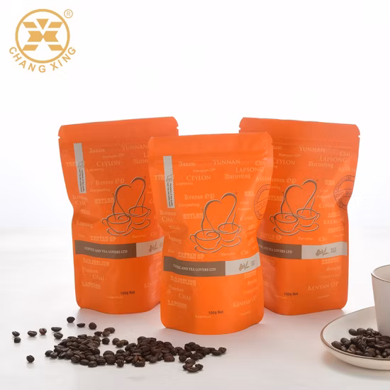 El aluminio Ziplock de Mylar del grano de café se levanta el bolso de empaquetado de la válvula del té de la comida