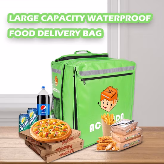 Bolsa térmica impermeable reutilizable promocional para el almuerzo bolsa de entrega aislante con compartimento enfriador de alimentos duradero de papel de aluminio