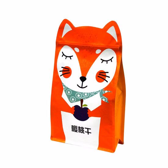 Bolsa de embalaje Ziplock con fuelle lateral con sello Qual de fondo plano de plástico con cremallera para embalaje automático de alimentos y café