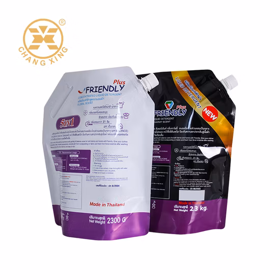 200ml 500ml 750ml 1L 2L Esquina a prueba de fugas de alta calidad Detergente líquido cosmético personalizado Tapa de plástico con boquilla de pie con asa