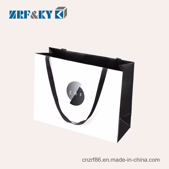 Portador de damas reciclado blanco/marrón/negro/verde/arte/Kraft/bolsa de papel recubierto Bolsa de compras para ropa/ropa/regalo